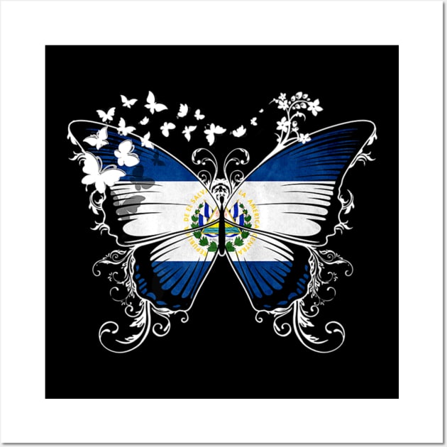 El salvador Flag Butterfly Wall Art by Near-Face Goddess